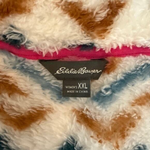 Eddie Bauer Quest Plush Quarter Zip Cozy Fleece Pullover Jacket XXL Aztec - Picture 10 of 14